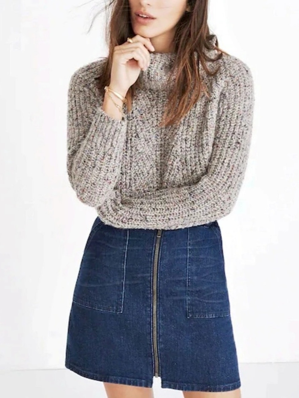 Madewell Denim Utility Zip Skirt Denim Mini Skirt Blue Size 24